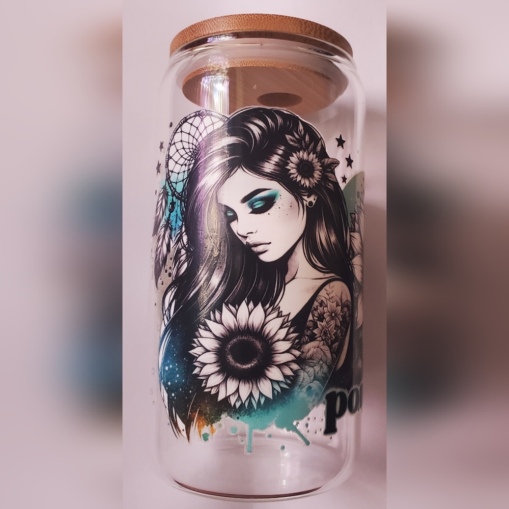 Hand pressed 20oz glass cup